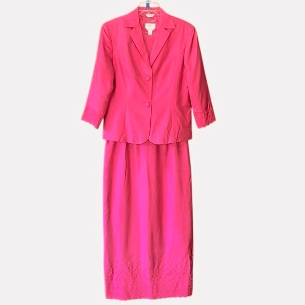 Talbots 100% Silk Three Piece Suit with Eyelet Detail in Pink Women’s 10